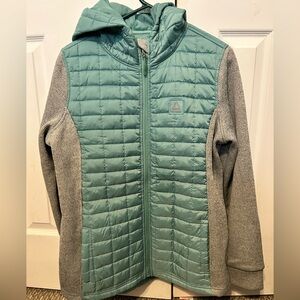 Reebok puffer jacket w/sweater knit sleeves